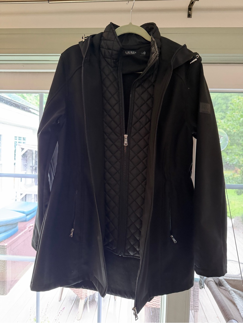 Lauren Ralph Lauren Quilted Bib Hooded Softshell Jacket Black L